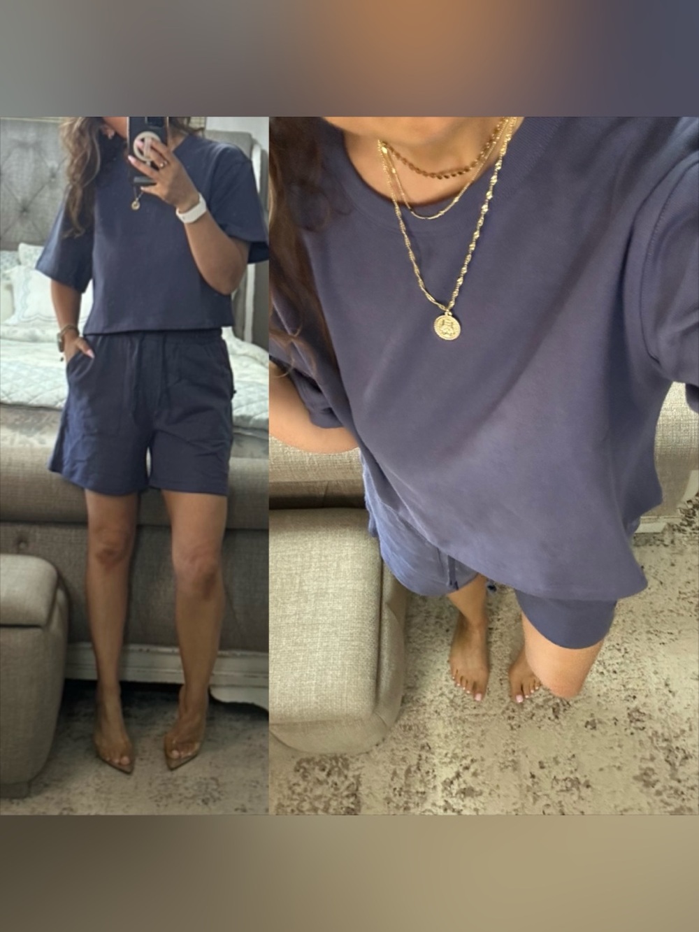 New🍂 Anthropologie Slate Blue Drawstring Lounge Shorts